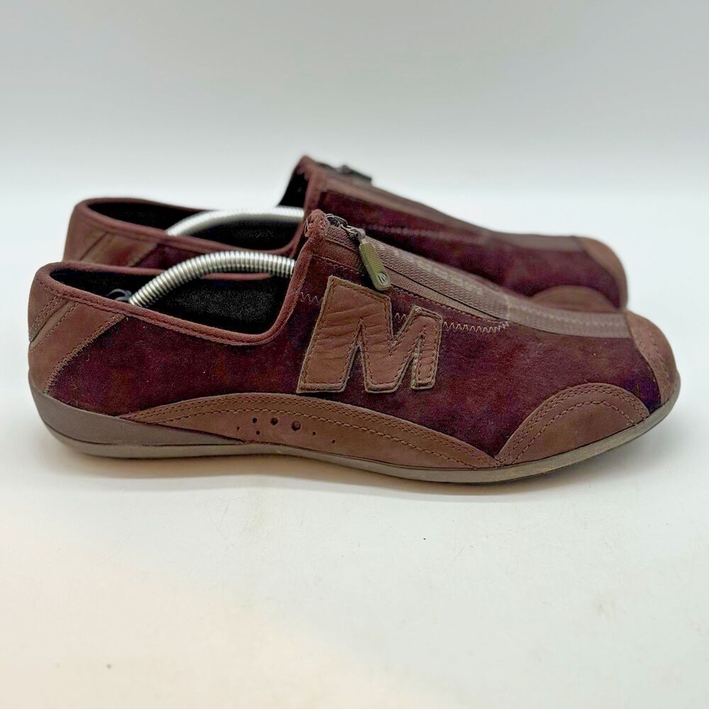 Merrell Arabesque Leather Zip Up Loafers Women's 10 Espresso Brown Casual Walker